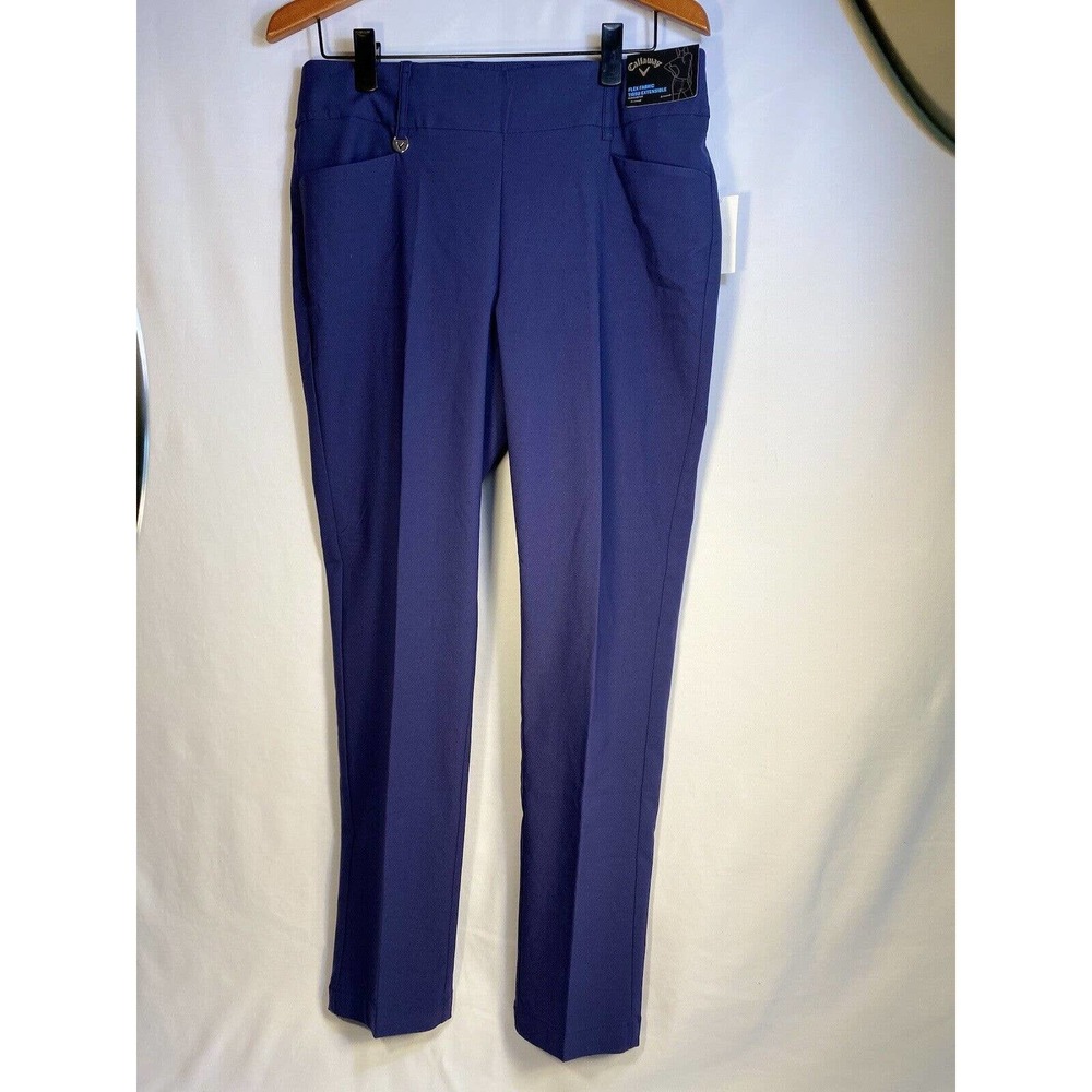 Callaway Tech Stretch Golf Pants Women's L  32 Blue Mid-Rise Skinny Pull On Perf